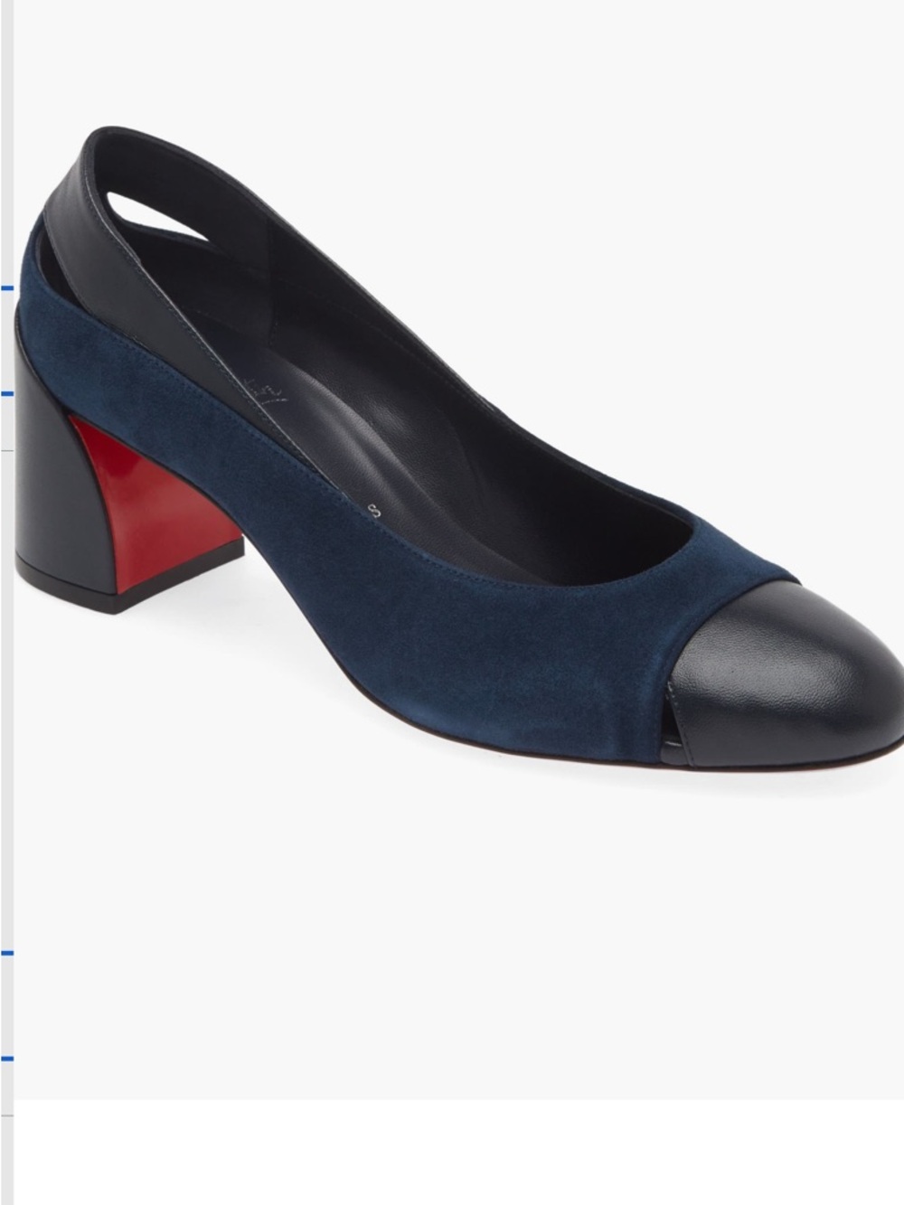 Christian Louboutin Navy Suede and Black Leather Slingback Pump